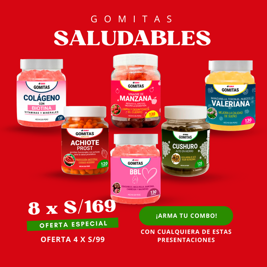 SUPER COMBO Gomitas de Vinagre manzana + Valeriana + BBL + Colágeno