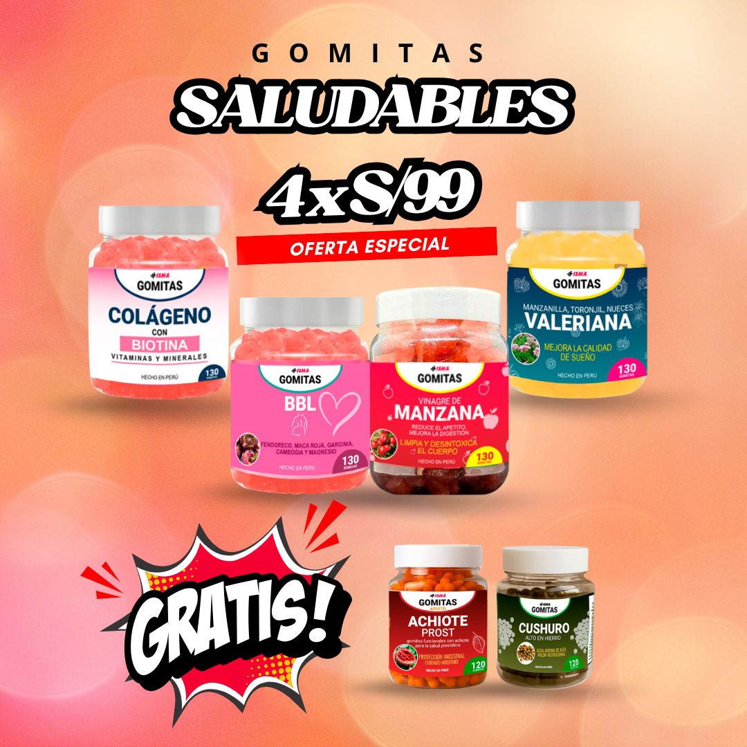 SUPER COMBO Gomitas de Vinagre manzana + Valeriana + BBL + Colágeno